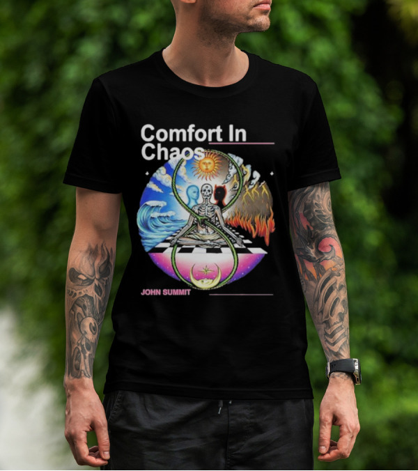 Comfort In Chaos John Summit The Good And The Evil Sun Moon Skeleton T-Shirt