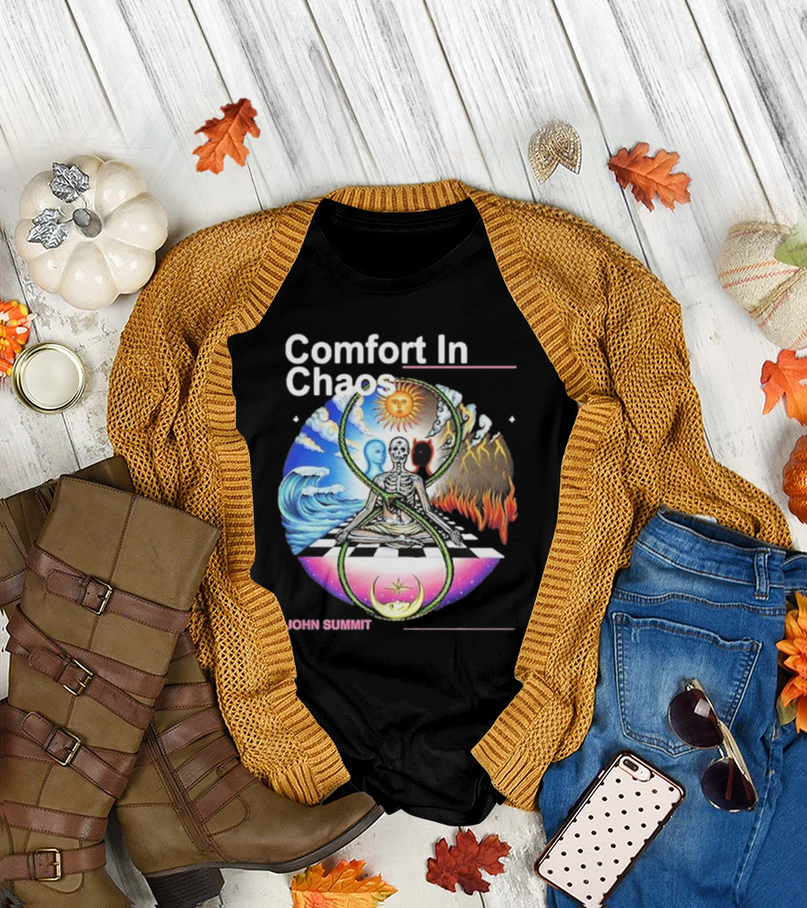 Comfort in Chaos John Summit The Good and the Evil Sun Moon Skeleton T-Shirt