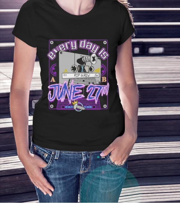 Every Day Is June 27th RIP Screw 07.20.71 11.16.00 Cassette Tape T-Shirt