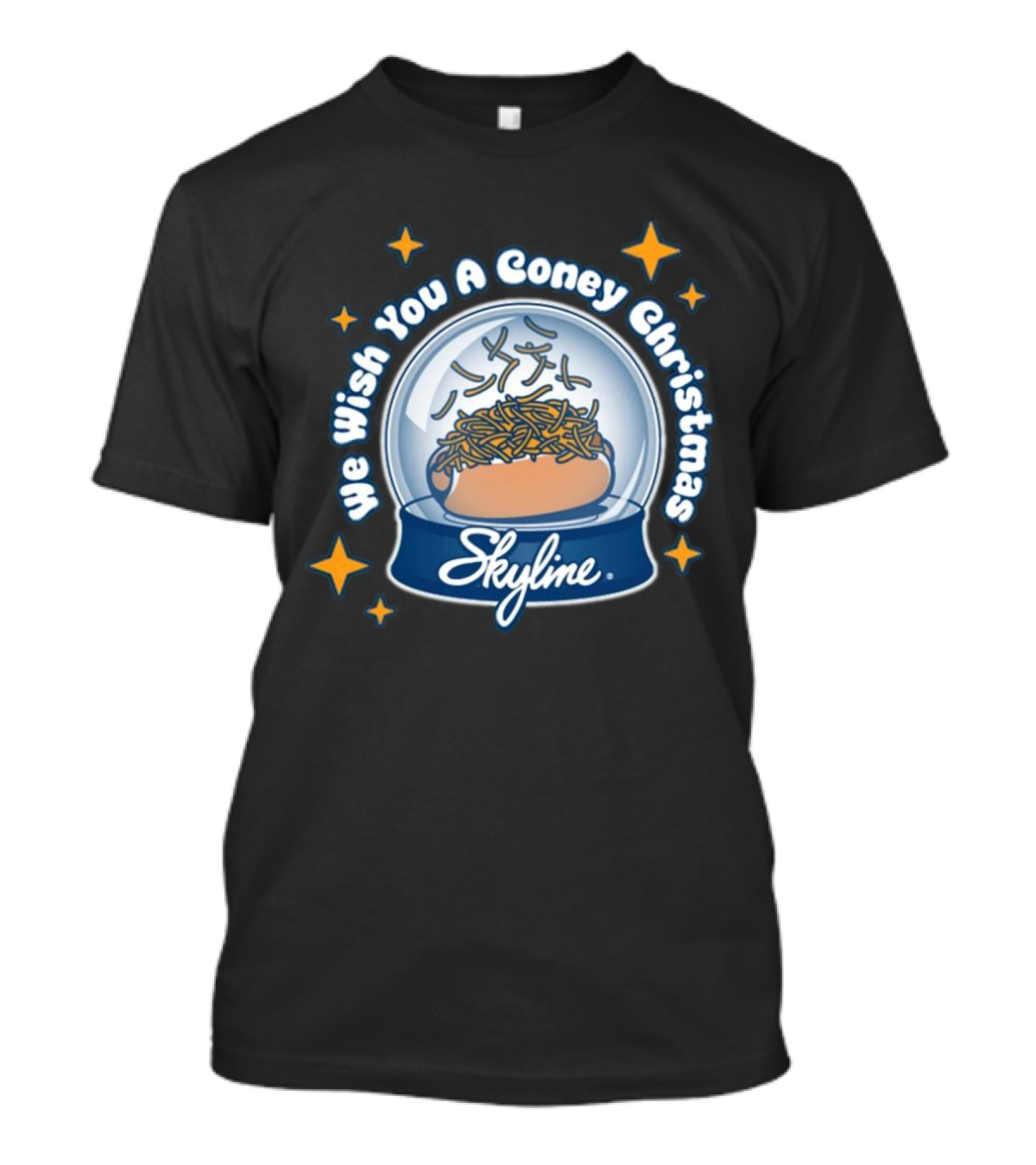 We Wish You A Coney Christmas Snow Globe Skyline Chili T-Shirt