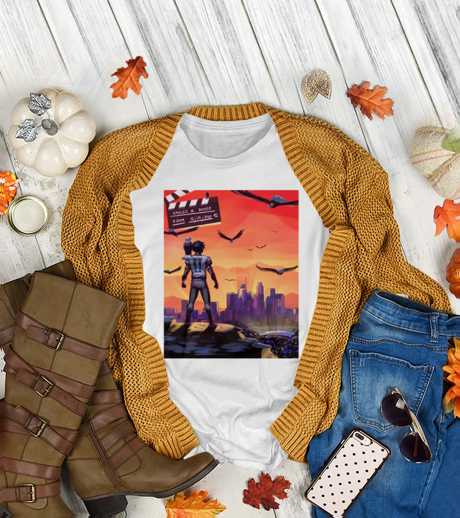 NFL Philadelphia Eagles Vs Los Angeles Rams 11 24 2024 Cinema Eagles Vs Rams Time 7:30PM T-Shirt