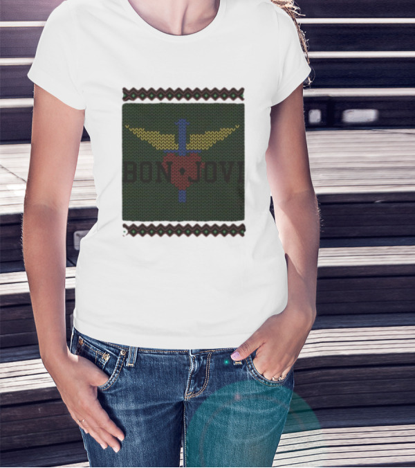 Bon Jovi Heart And Dagger Christmas Holiday Ugly T-Shirt