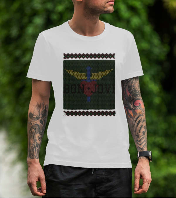 Bon Jovi Heart And Dagger Christmas Holiday Ugly T-Shirt