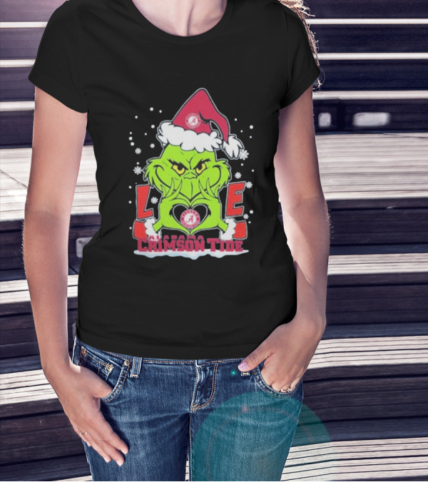 The Grinch Love Crimson Tide Alabama Football Christmas T-Shirt