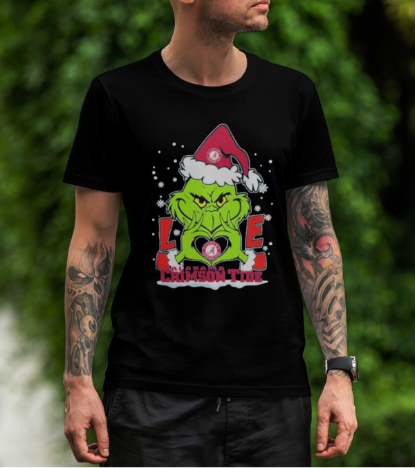 The Grinch Love Crimson Tide Alabama Football Christmas T-Shirt
