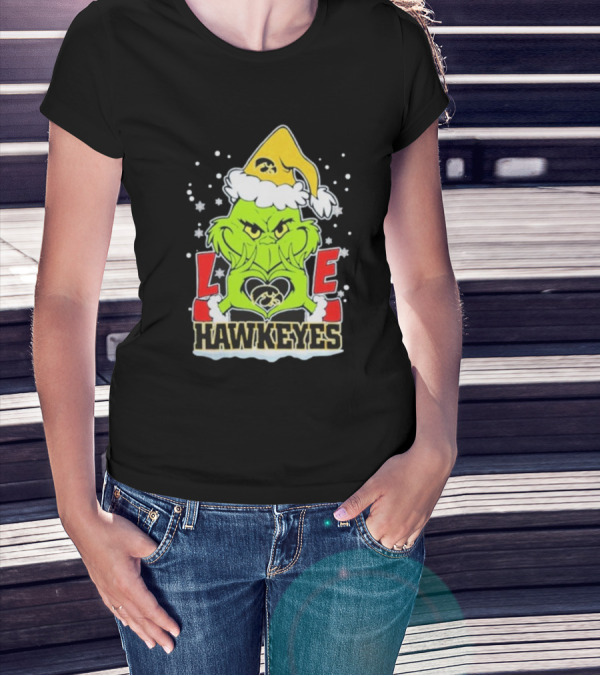 Grinch Love Hawkeyes Christmas Iowa Hawkeyes Football T-Shirt