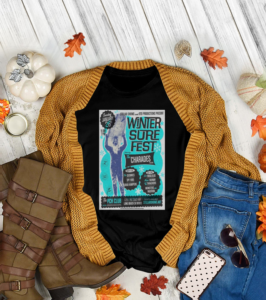 Winter Surf Fest Featuring The Charades at The PCH Club Long Beach January 26 2025 T-Shirt