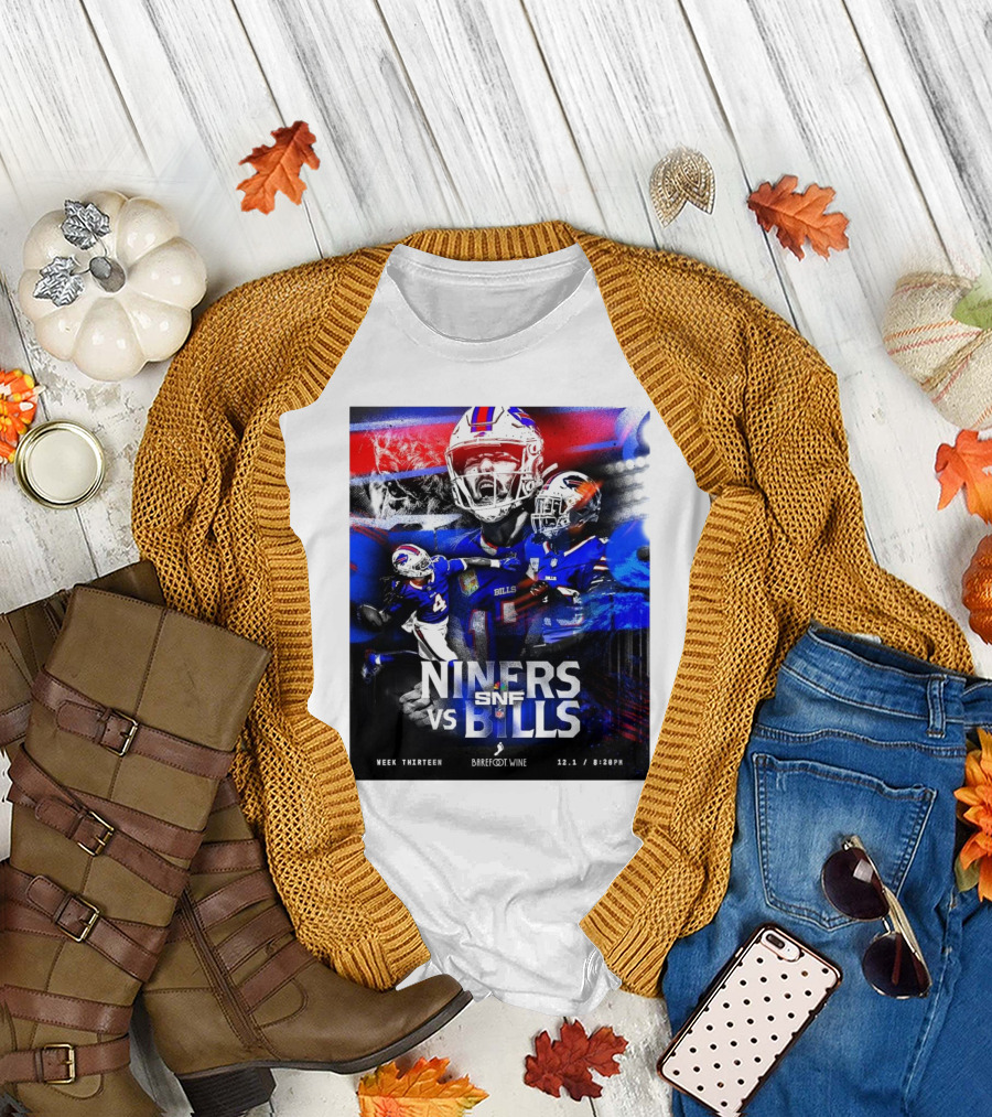 Niners Vs Bills Week Thirteen SNF NFL 12.1 8:20PM Barefoot Wine T-Shirt