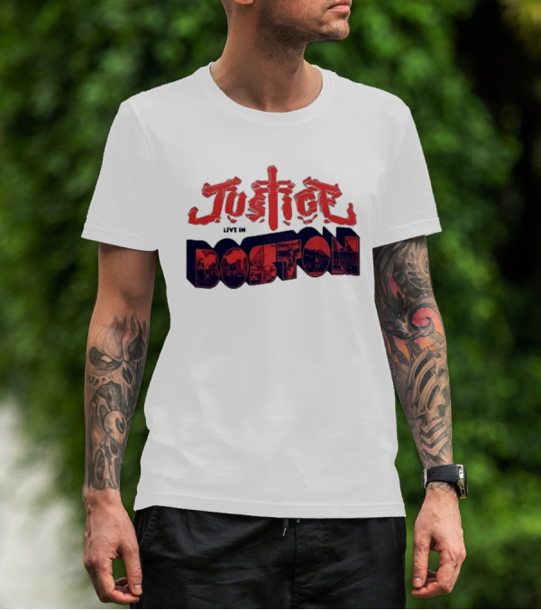 Justice 2024 Tour Live In Boston Urban Skyline Highlights T-Shirt