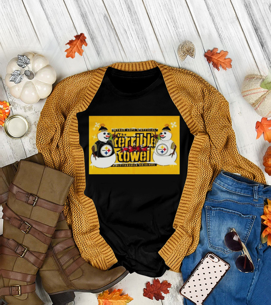 Pittsburgh Steelers Myron Cope's Official The Terrible Towel A Pittsburgh Original Snowman T-Shirt