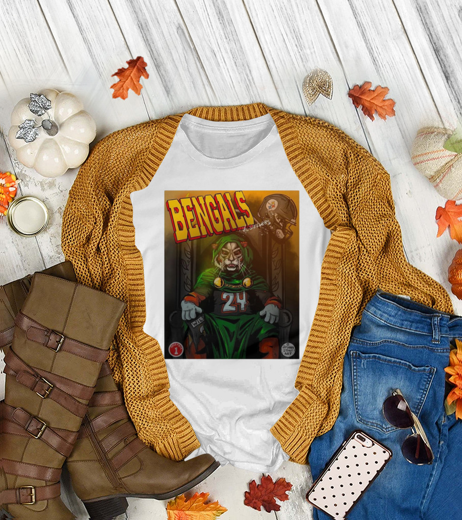 Bengals Vs Steelers December 1 2024 Joshua Stout Art Number 24 NFL Rivalry T-Shirt