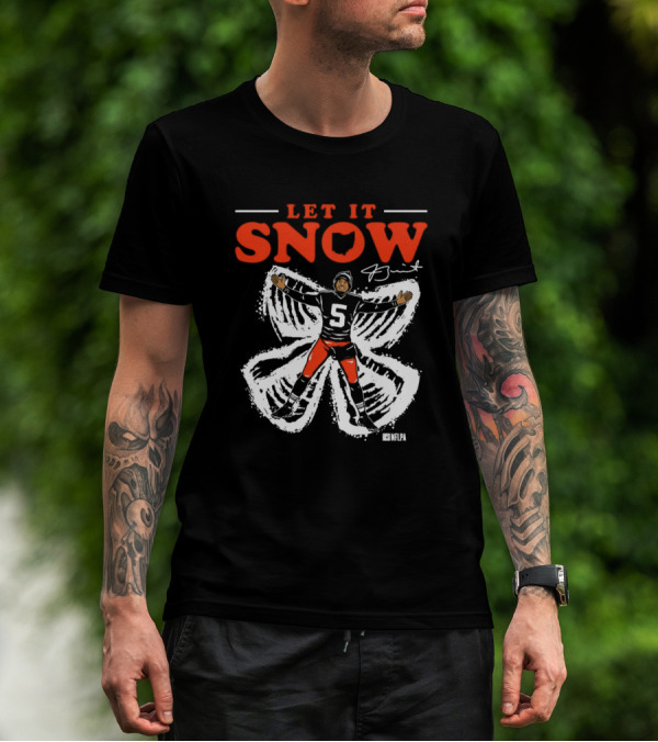 Let It Snow NFLPA Signature Snow Angel Number 5 T-Shirt