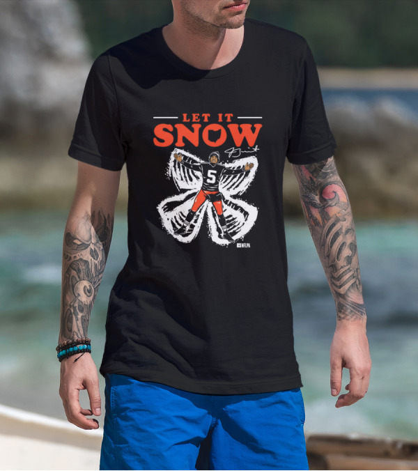 Let It Snow NFLPA Signature Snow Angel Number 5 T-Shirt