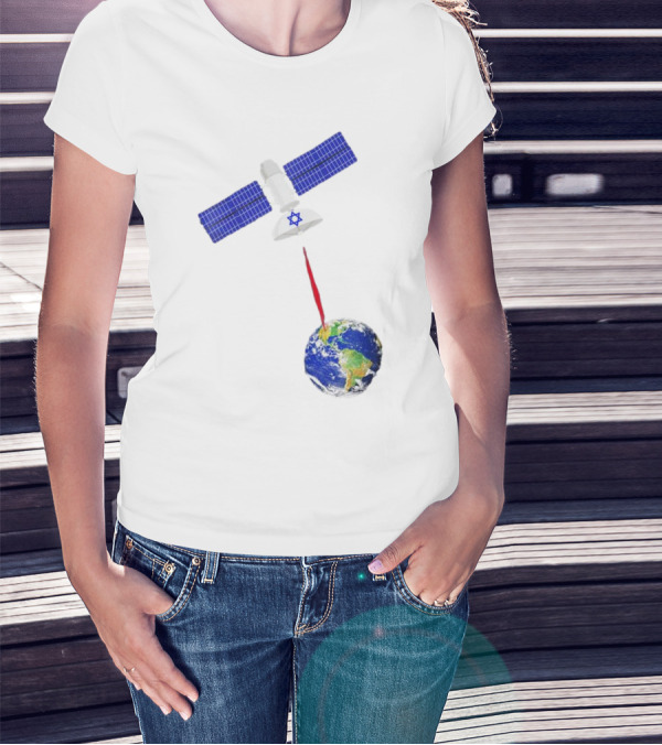Jewish Space Laser Satellite Targeting Earth With Star Of David T-Shirt
