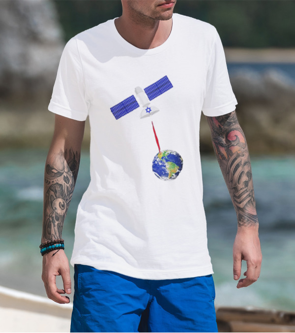 Jewish Space Laser Satellite Targeting Earth With Star Of David T-Shirt