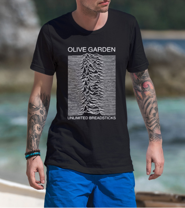 Olive Garden Unlimited Breadsticks Graphics Fakehandshake Joy Division Unknown Pleasures Lines T-Shirt