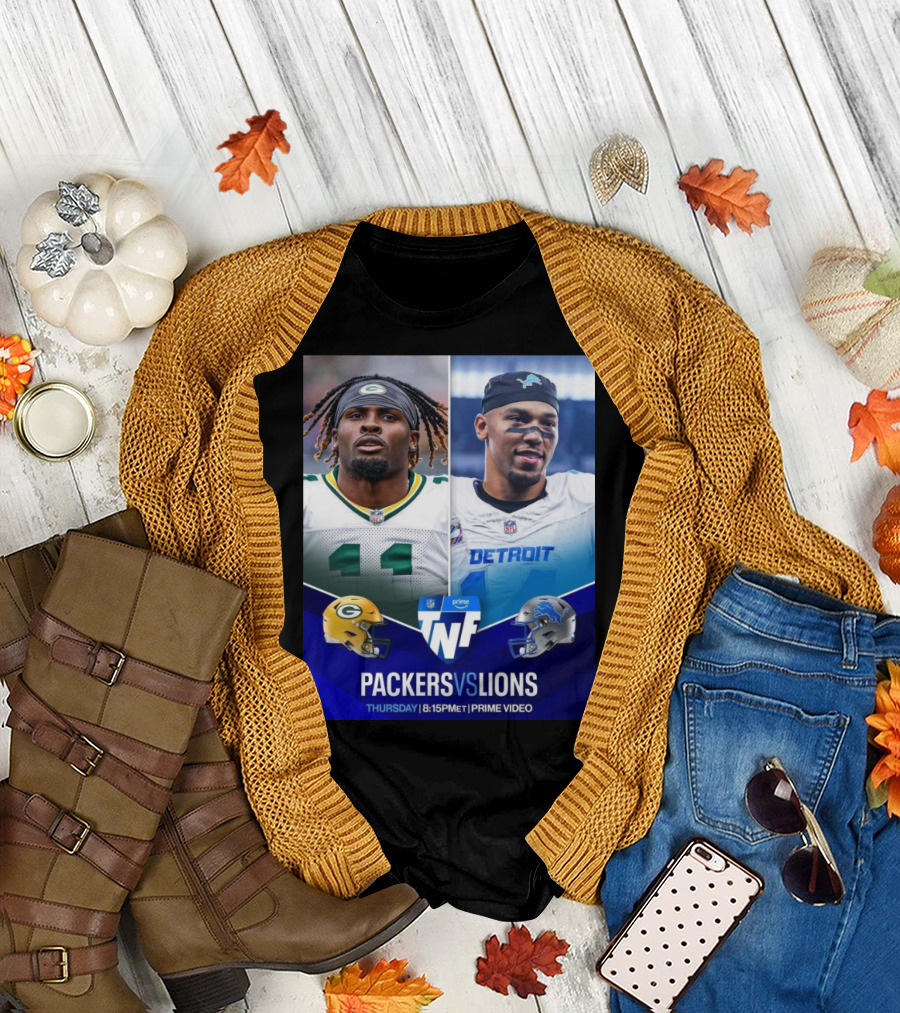 Packers vs Lions NFL Thursday Night Football 8:15 PM ET Prime Video T-Shirt