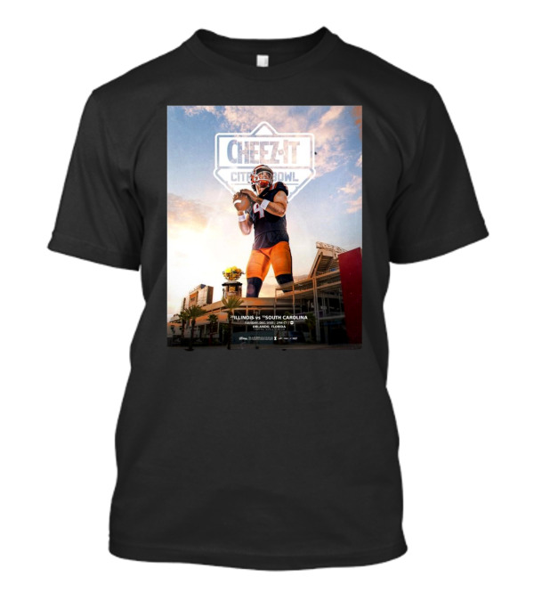 No. 20 Illinois Fighting Illini Vs No. 15 South Carolina Gamecocks Cheez It Citrus Bowl Orlando Football Stadium Event T-Shirt