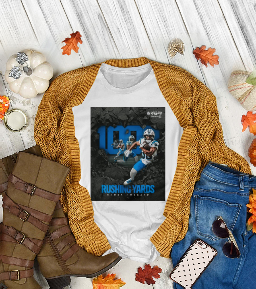 Carolina Panthers Chuba Hubbard 1000 Rushing Yards NFL Next Gen Stats T-Shirt