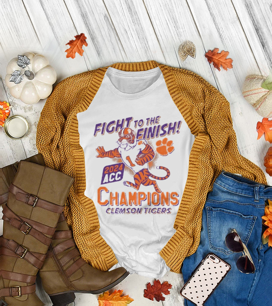 Fight to the Finish 2024 ACC Champions Clemson Tigers T-Shirt