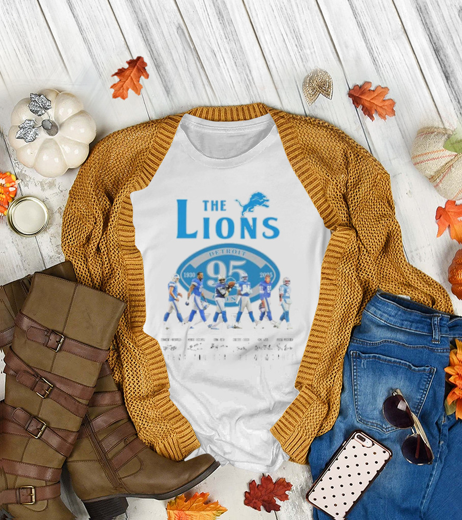 The Detroit Lions 95th Anniversary 1930-2025 Abbey Road Thank You Signatures T-Shirt