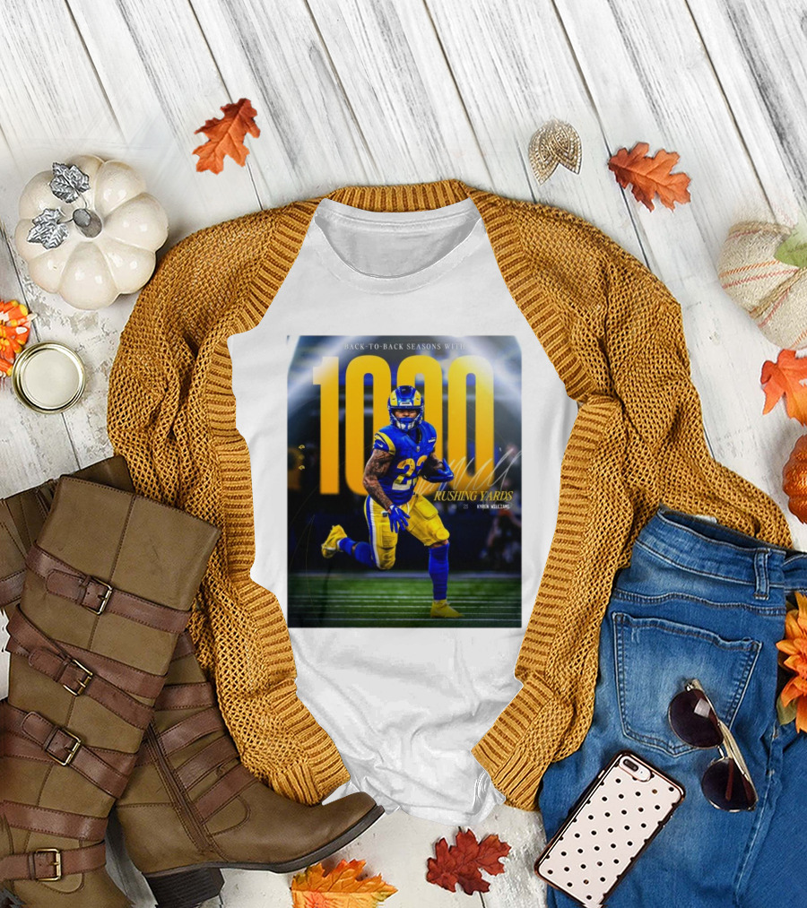Los Angeles Rams Kyren Williams 1000 Rushing Yards Back To Back Seasons T-Shirt