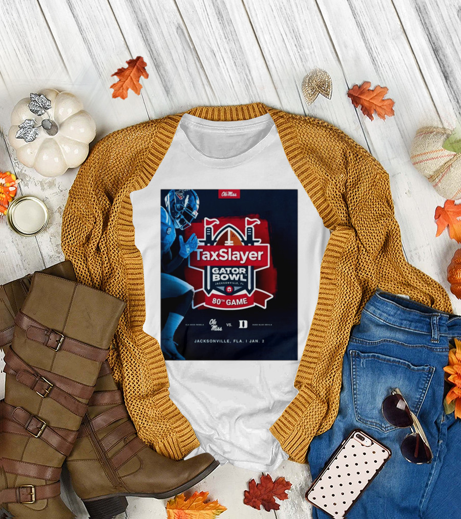 Ole Miss Rebels vs Duke Blue Devils TaxSlayer Gator Bowl 80th Game Jacksonville Fla Jan 2 T-Shirt