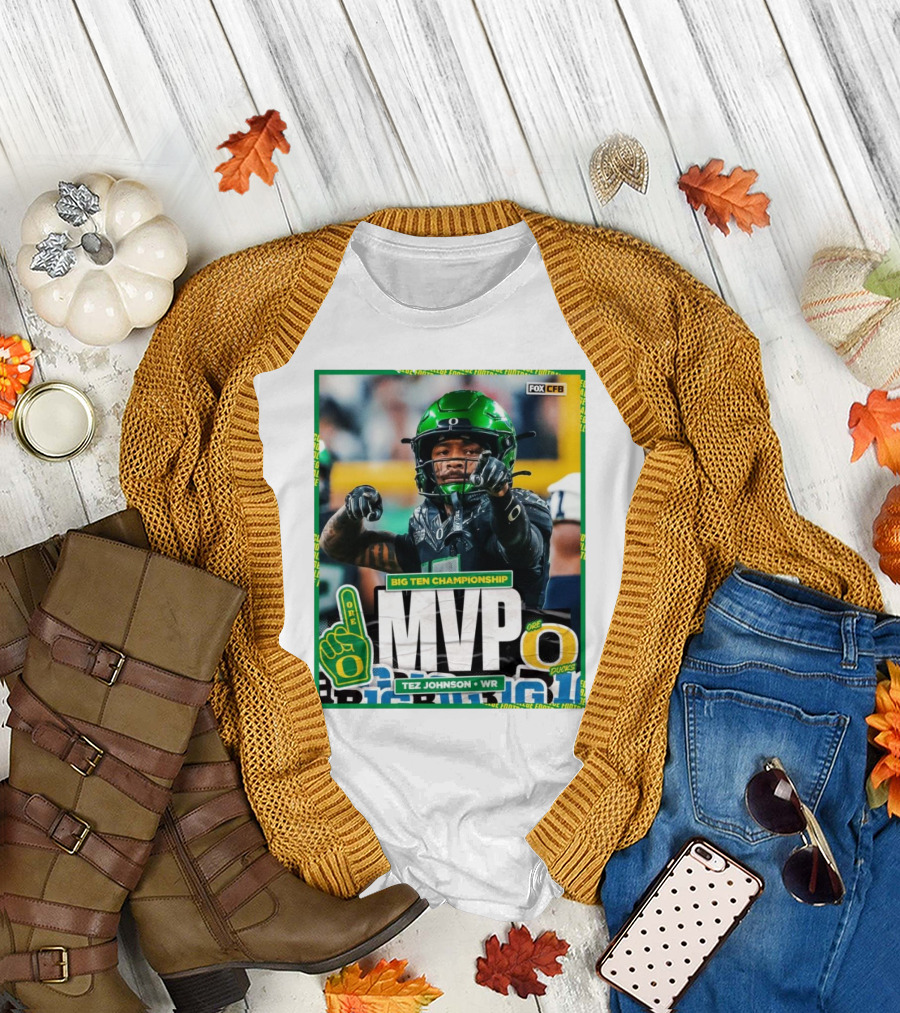 Oregon Ducks Tez Johnson WR Big Ten Championship MVP Football Gesture T-Shirt
