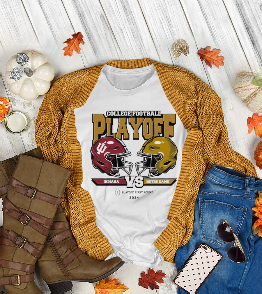 Indiana Hoosiers Vs Notre Dame Fighting Irish College Football Playoff 2024 First Round Showdown T-Shirt