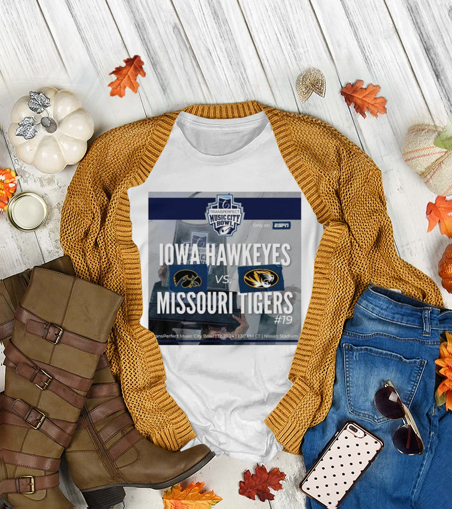 Transperfect Music City Bowl Iowa Hawkeyes Vs Missouri Tigers 12.30.24 Nissan Stadium ESPN T-Shirt