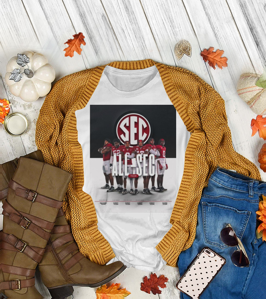 Alabama Crimson Tide SEC All Team Selections Proctor Booker Williams Moore Campbell Lawson T-Shirt