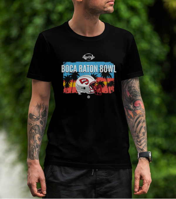 Boca Raton Bowl WKU Western Kentucky Hilltoppers Helmet Palms Sunset T-Shirt