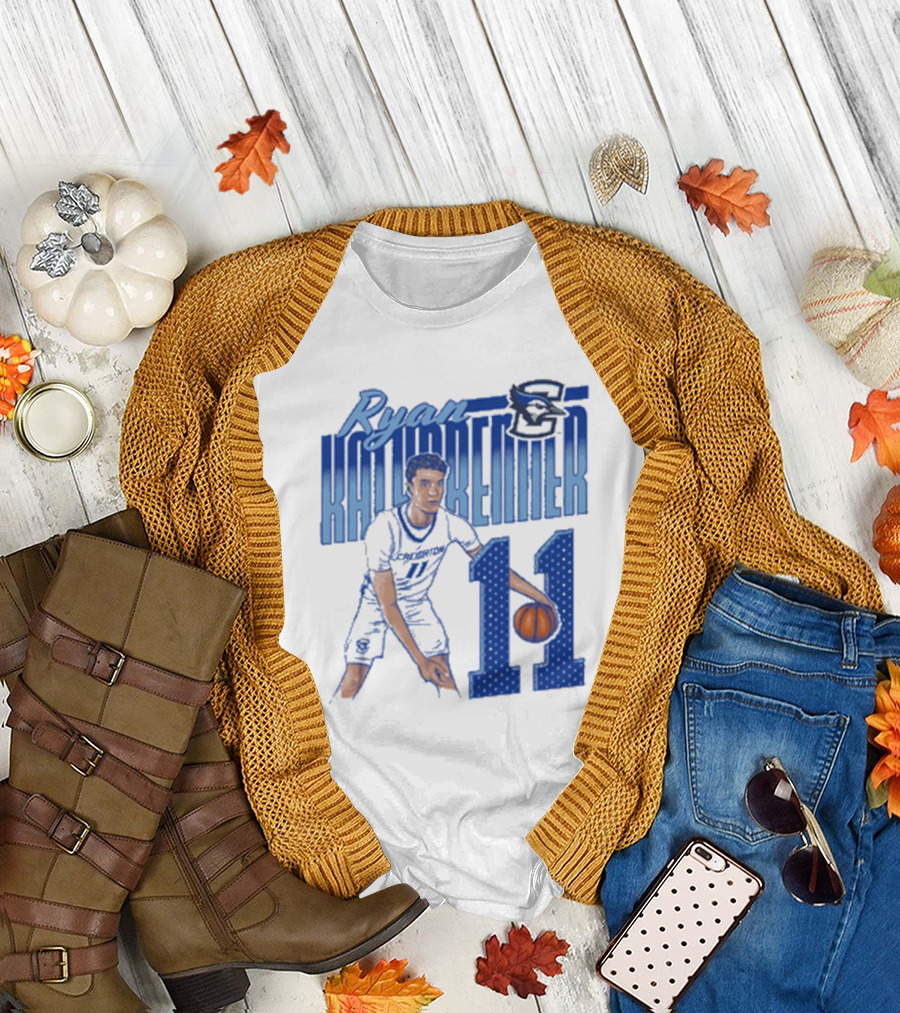 Ryan Kalkbrenner Creighton Bluejays Number 11 Cartoon Big East Conference T-Shirt