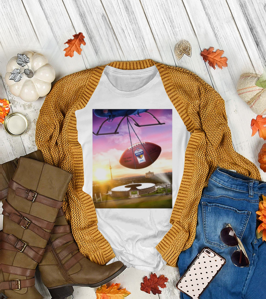 The Duke Wilson NFL Football Arrives in Berlin with Deutschland T-Shirt