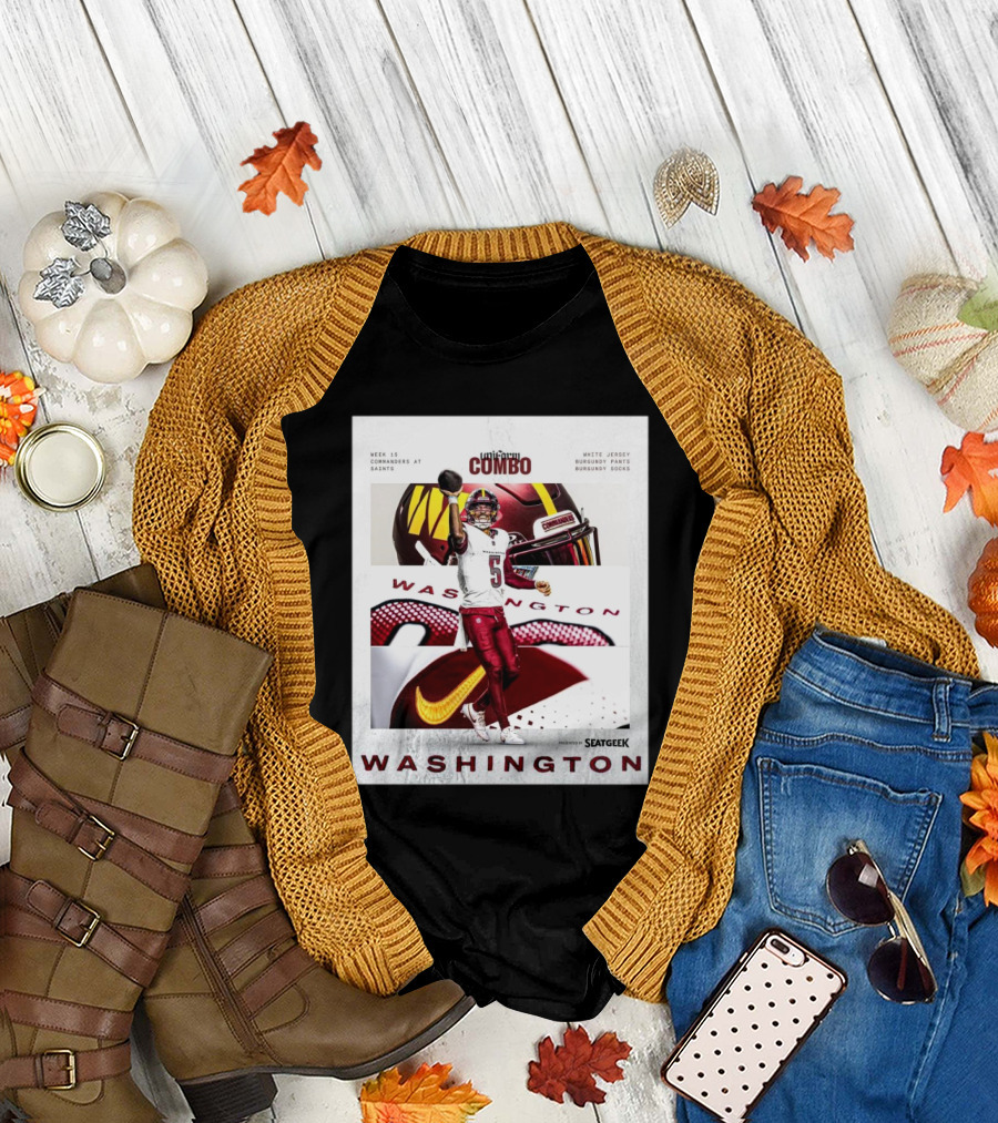 Week 15 Commanders at Saints Washington Burgundy and White Combo Featuring SeatGeek T-Shirt