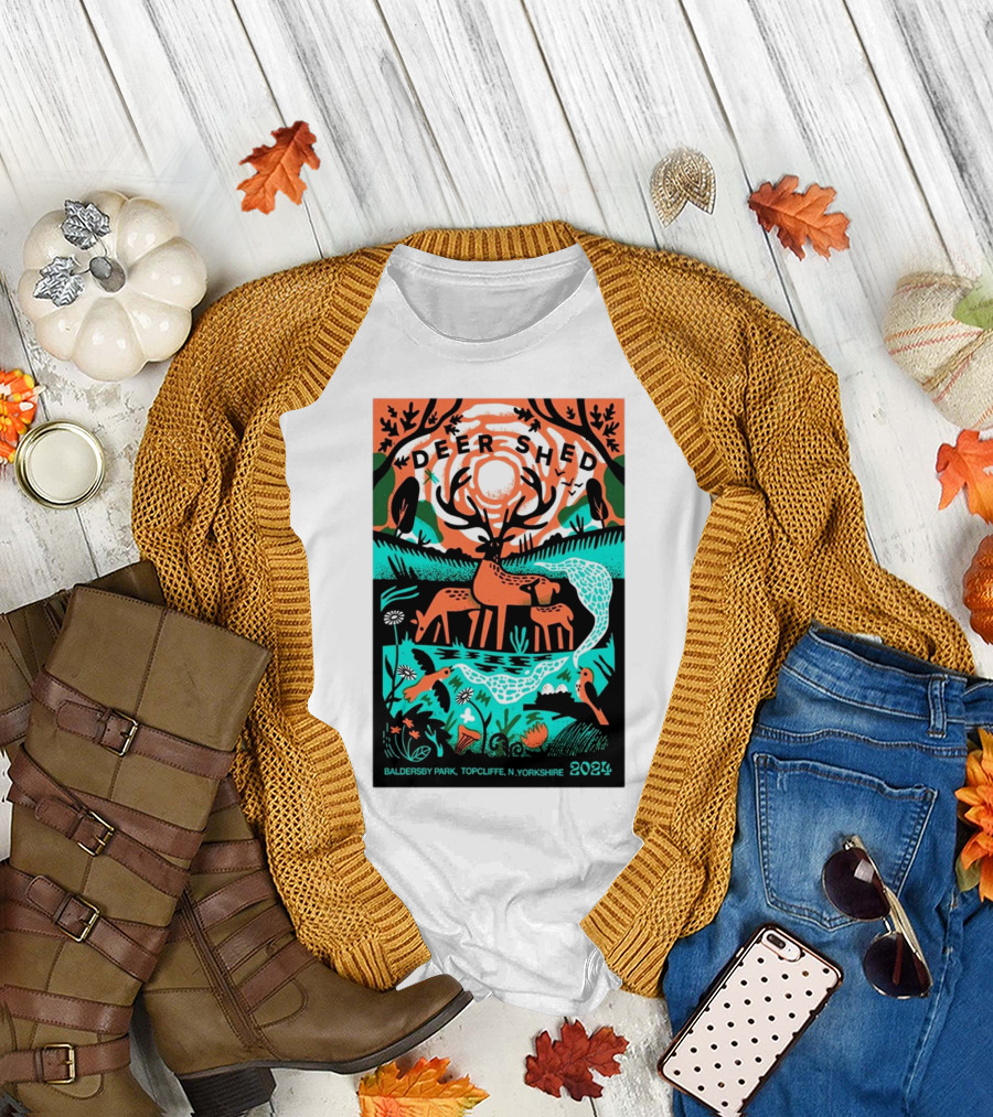 Deer Shed Festival 2024 Baldersby Park Topcliffe N Yorkshire July 26-29 Nature Art Deer and Wildlife T-Shirt