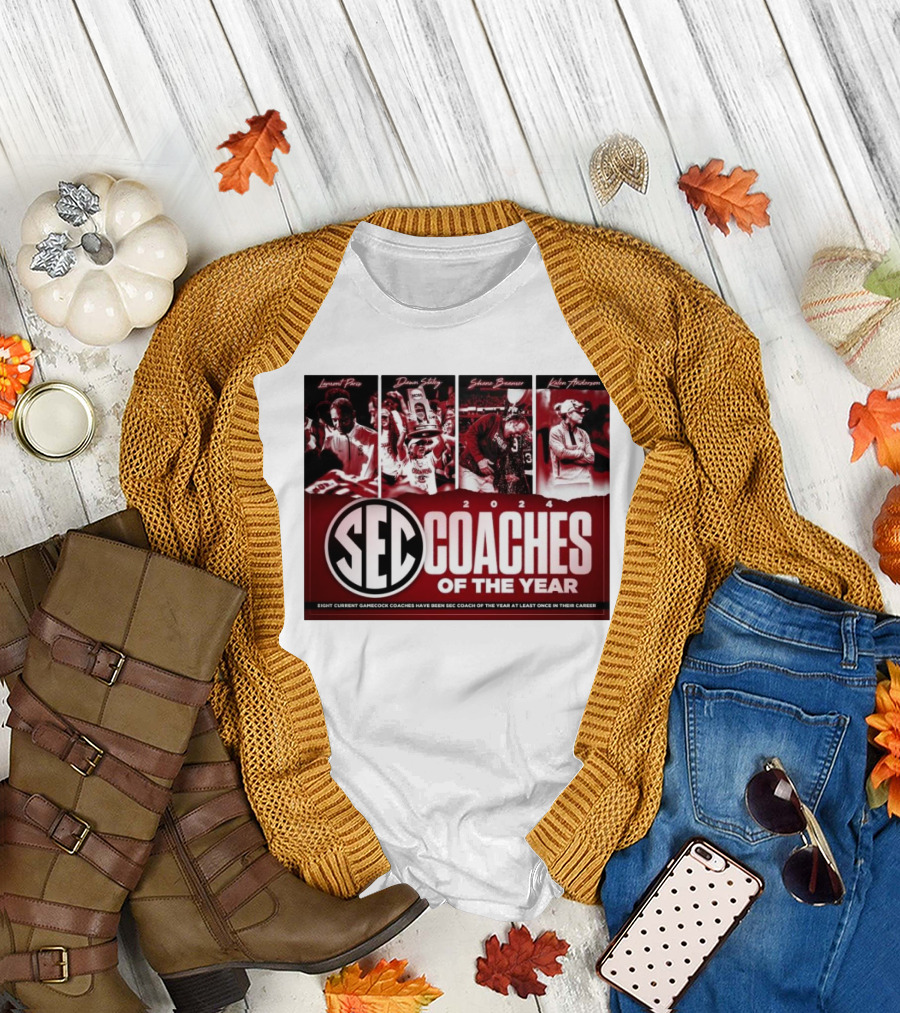South Carolina Gamecocks SEC 2024 Coaches of the Year Lamont Paris Dawn Staley Shane Beamer Kalen Anderson T-Shirt