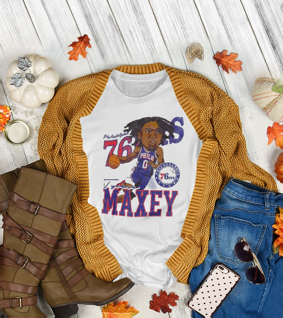 Philadelphia 76ers Tyrese Maxey Caricature Player New Era 76 Philadelphian Phila Maxey 6ers T-Shirt