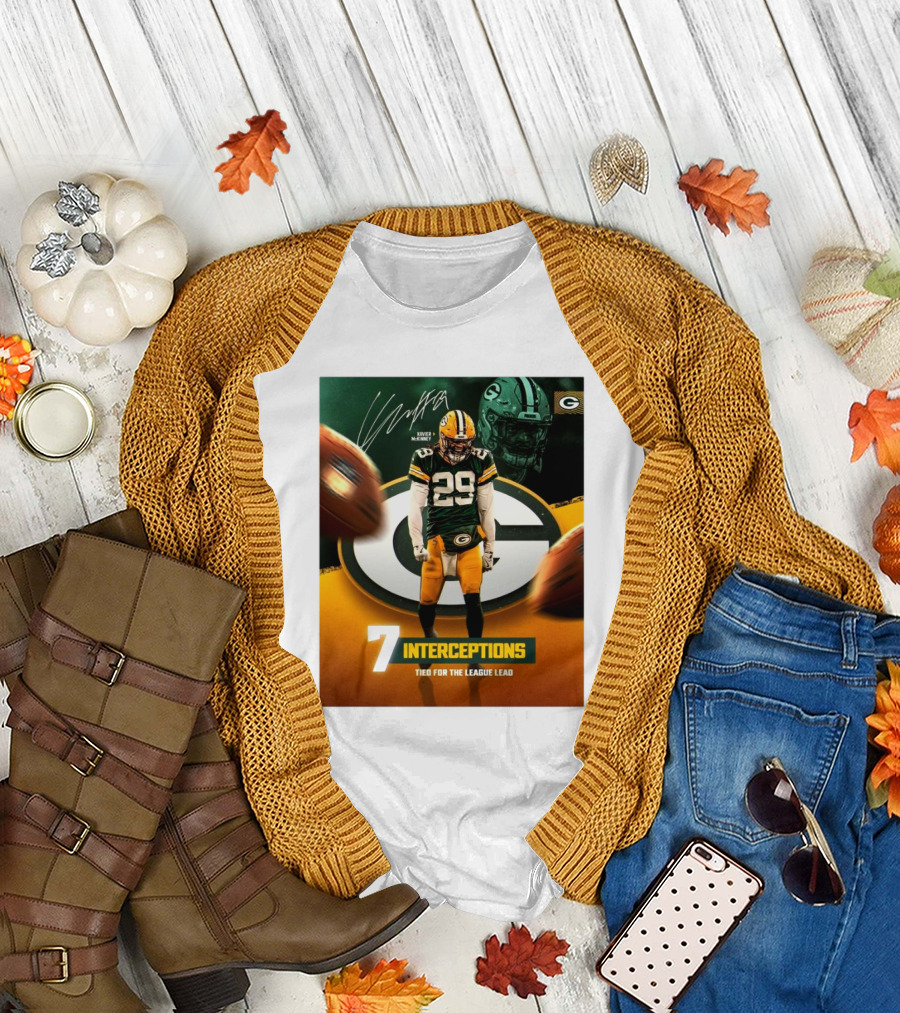 Xavier McKinney Green Bay Packers NFL 7 Interceptions Tied For The League Lead Signature T-Shirt