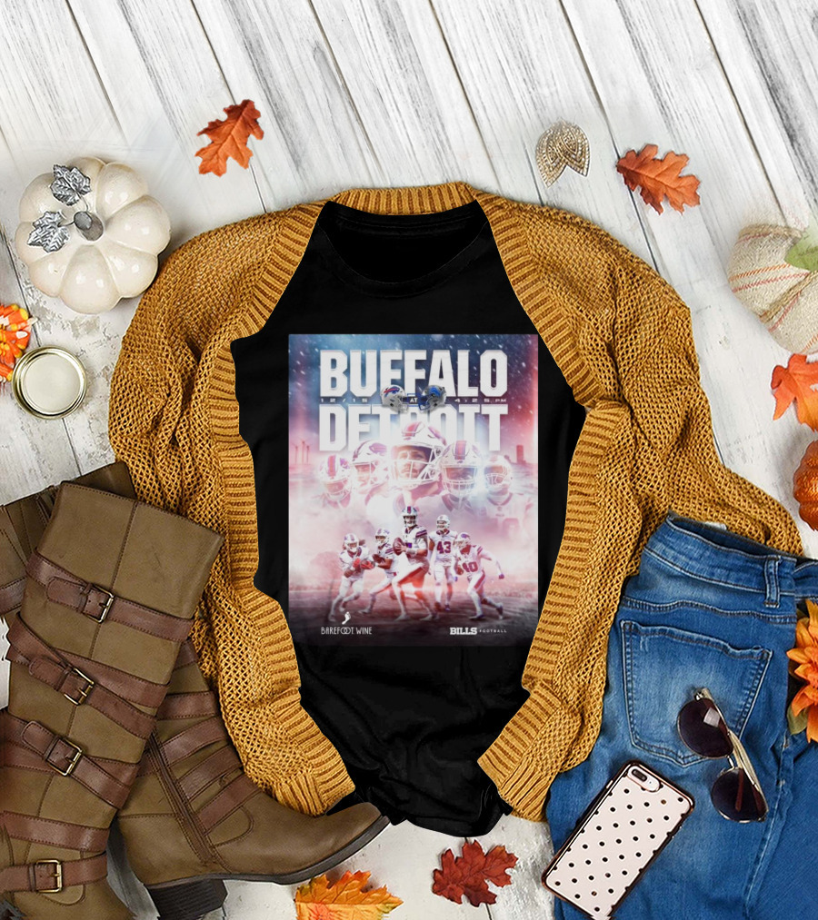 Buffalo Bills vs Detroit Lions December 15 2024 Barefoot Wine Bills Football T-Shirt