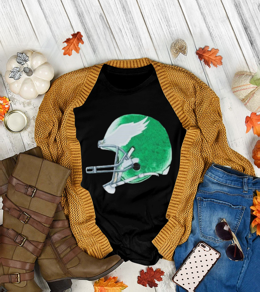 Eagles Green Winged Football Helmet T-Shirt