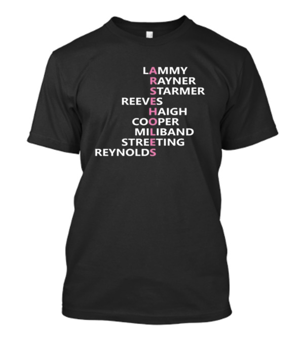 Lammy Rayner Starmer Reeves Haigh Cooper Miliband Streeting Reynolds Arseholes T-Shirt