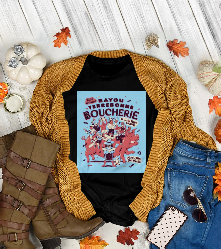 Fifth Annual Bayou Terrebonne Boucherie Bean Cook Off with Food Fun Fais Do Do T-Shirt