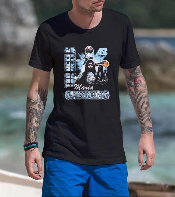 Maria Gakdeng North Carolina Tar Heels 90s Style Visage Basketball T-Shirt