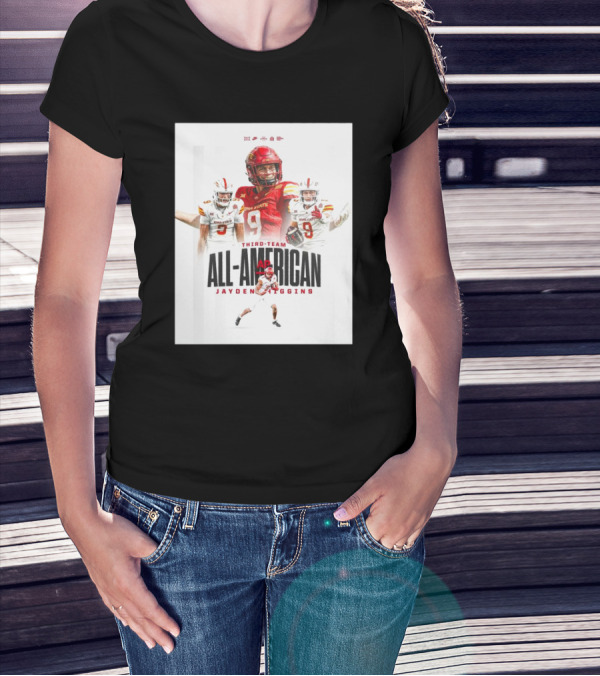 Iowa State Cyclones Jayden Higgins 2024 Third-Team All-American Football T-Shirt