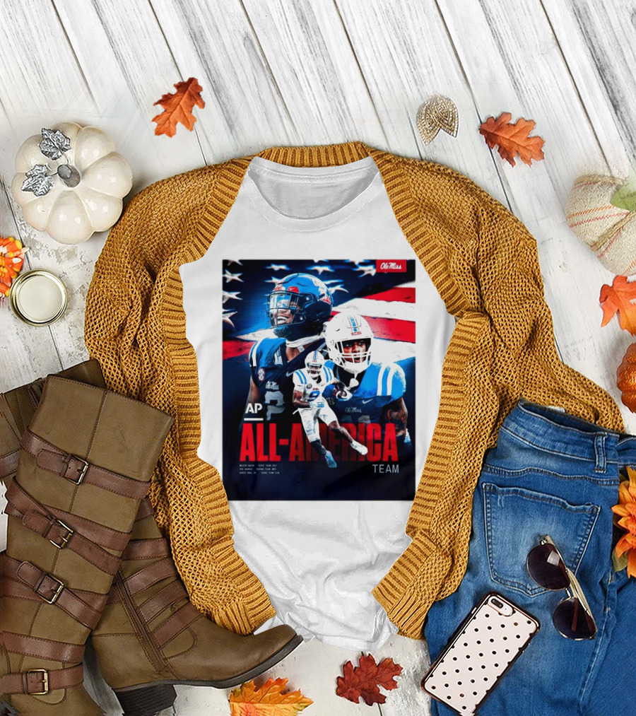 Ole Miss Rebels AP All-America Team Walter Nolen Tre Harris Chris Paul Jr. Football T-Shirt