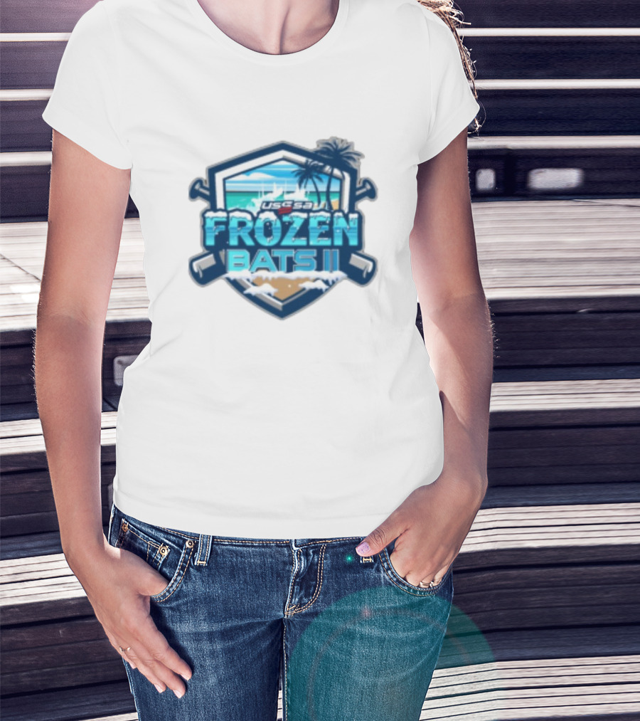 USSSA Frozen Bats II February 22-23 2025 Baseball Tropical Palm Beach Shield T-Shirt