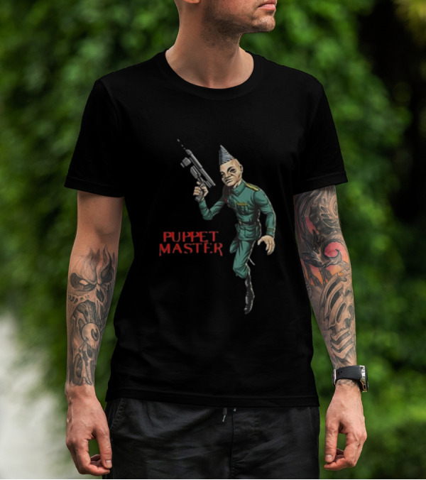 Bull Airs Puppet Master Character With Gun T-Shirt