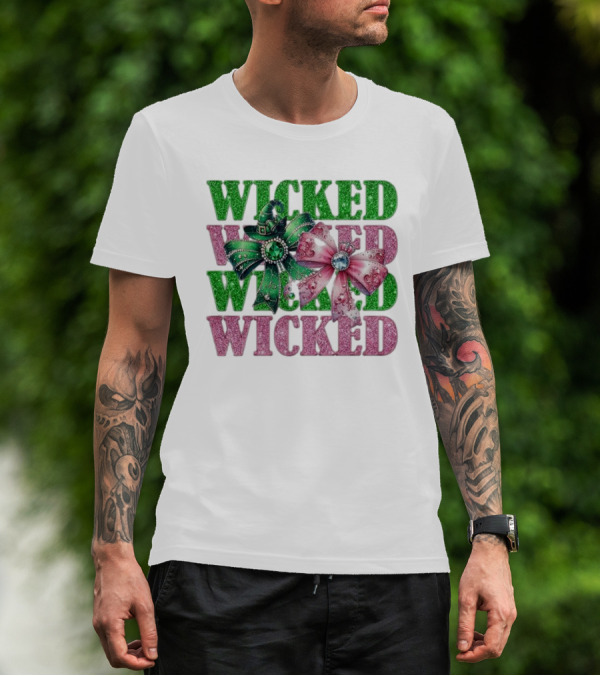 Wicked Coquette Glitter Green Pink Bow Hat T-Shirt