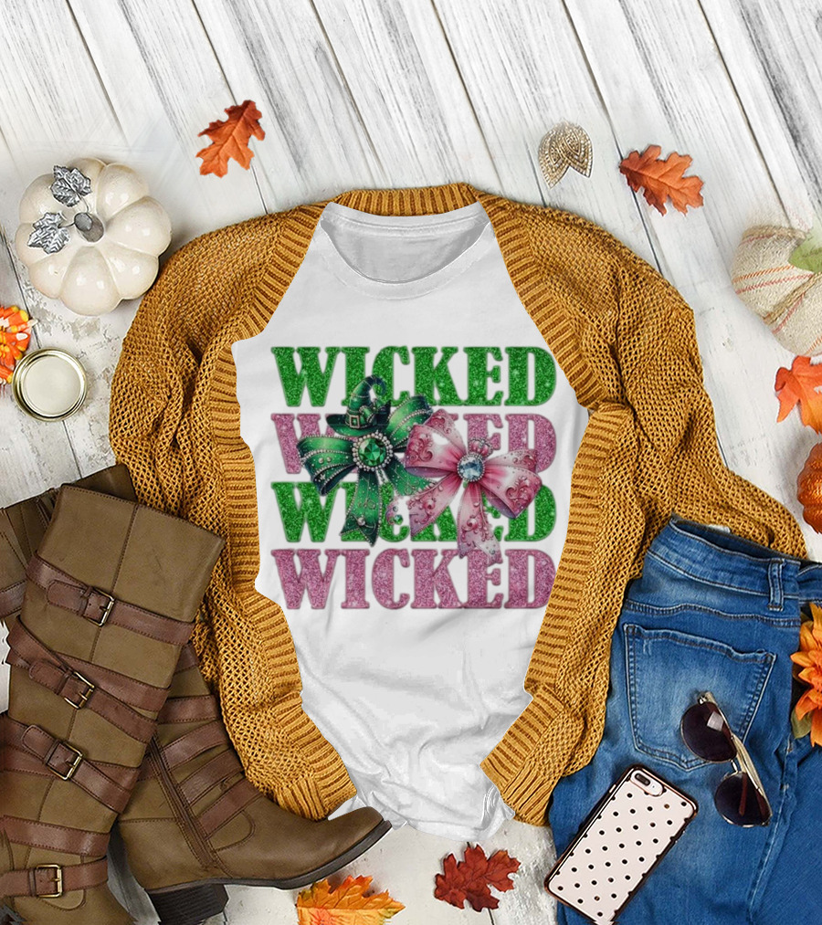 Wicked Coquette Glitter Green Pink Bow Hat T-Shirt